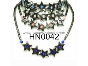Colored Opal Beads Hematite Star Pendant Beads Stone Chain Choker Fashion Women Necklace